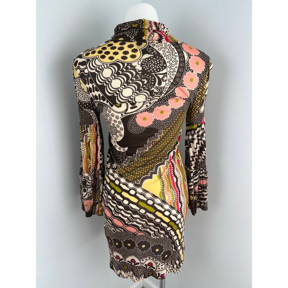 Missoni Multi-color Patterned Bell Sleeve Dress Groovy Funky Psychedelic 6 - Picture 2 of 10